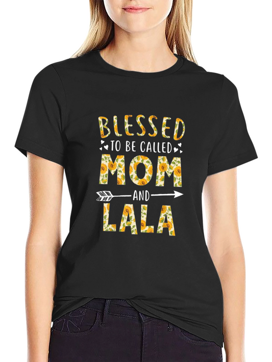 Blessed Mom and Lala Sunflower Graphic T-Shirt