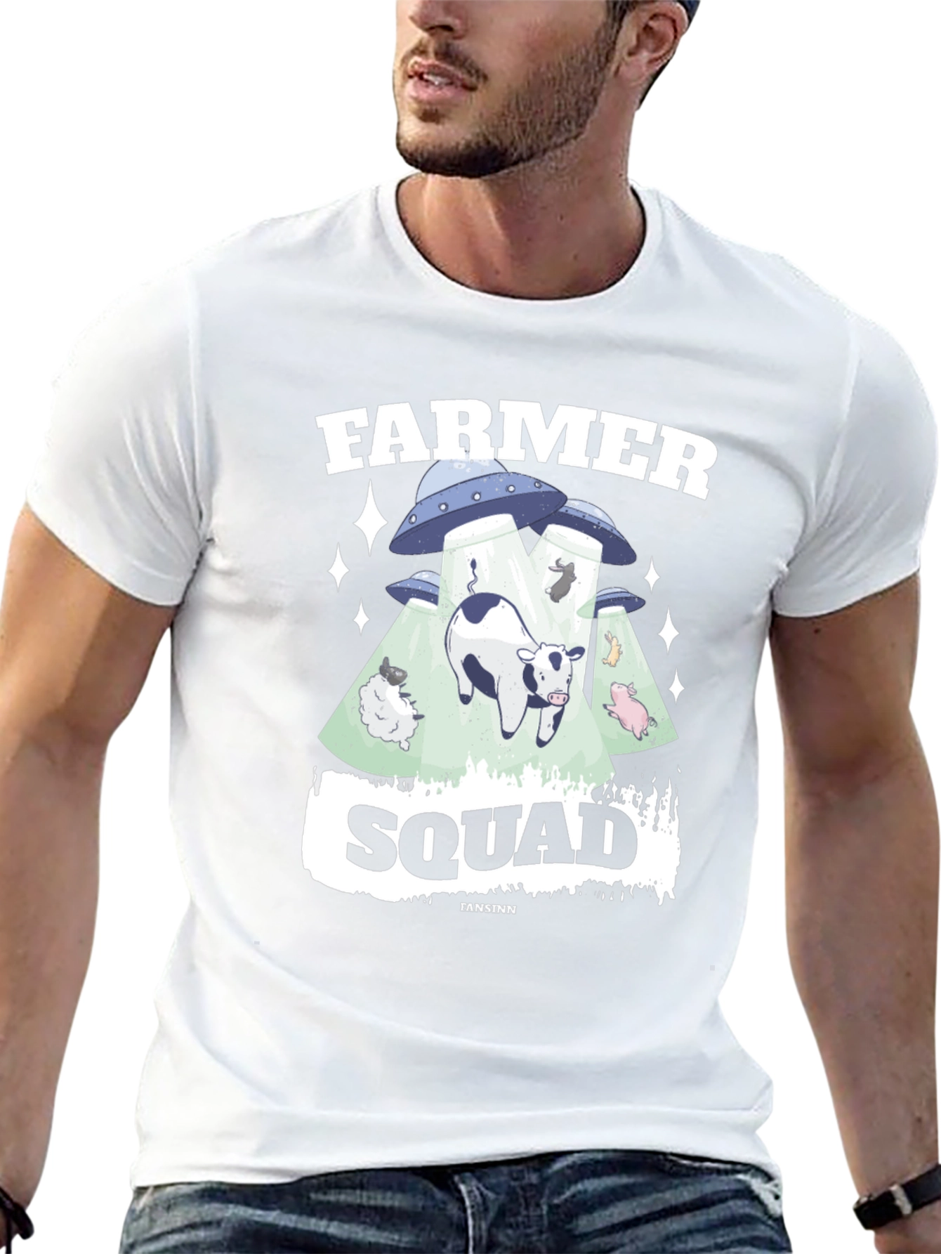Farmer Squad Alien Abduction Graphic T-Shirt