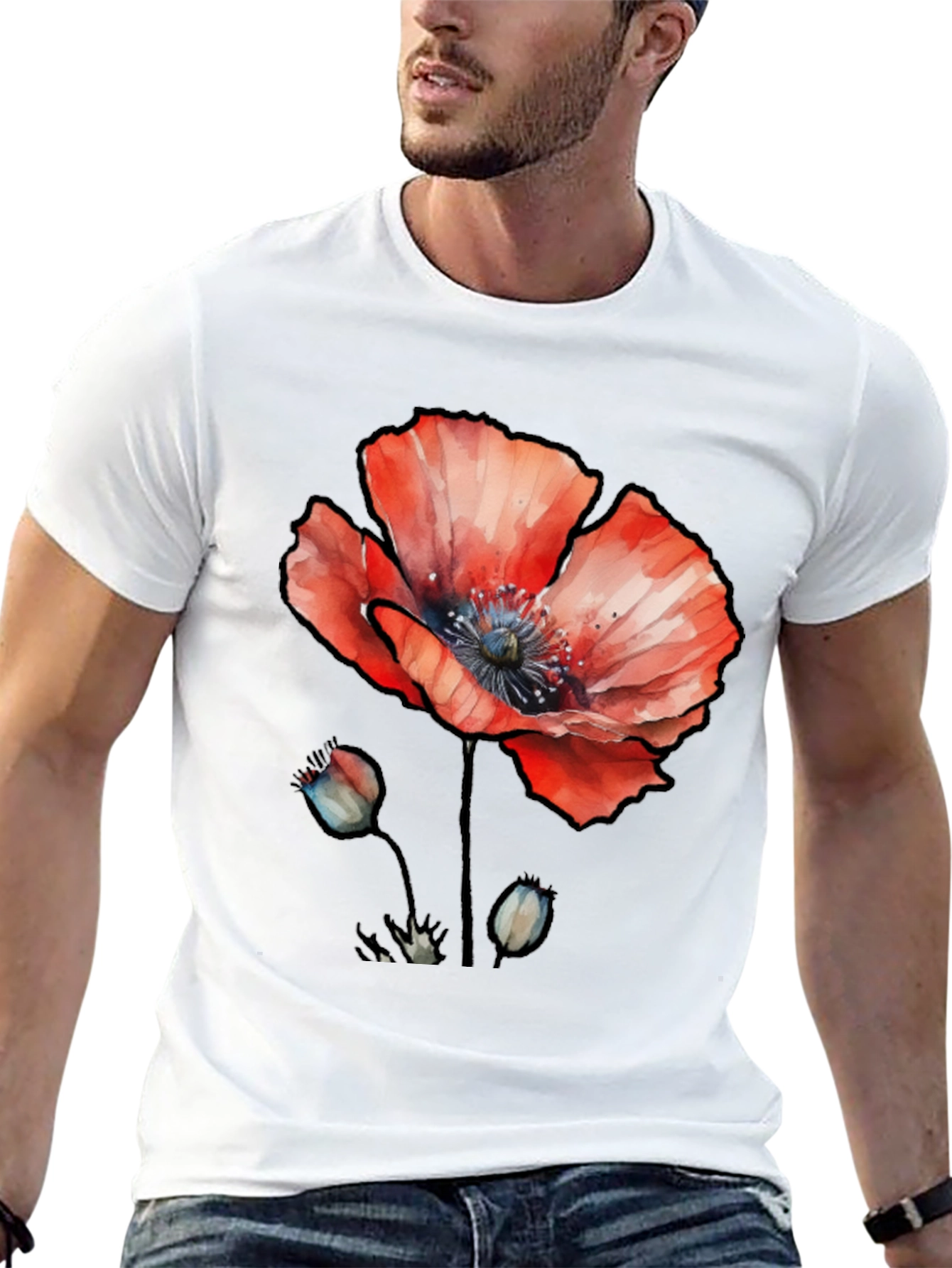 Floral Poppy Graphic Print T-Shirt
