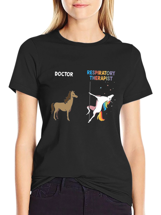 Doctor Horse vs. Respiratory Therapist Unicorn Graphic Tee