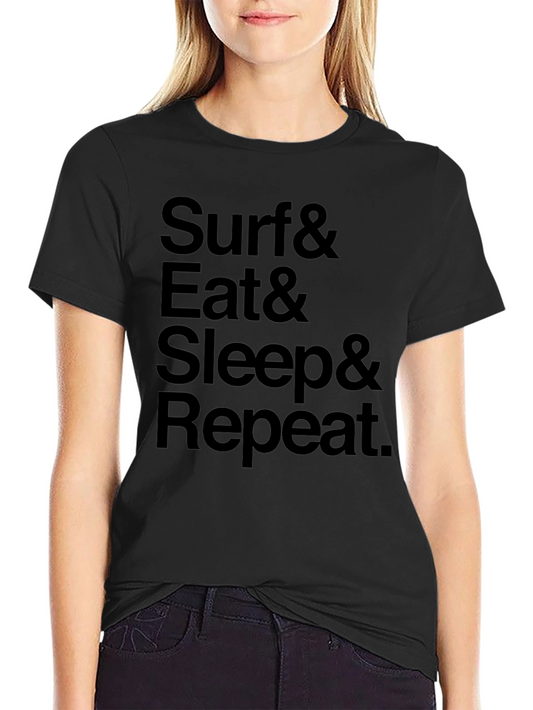 Surf Eat Sleep Repeat Graphic Tee - Black
