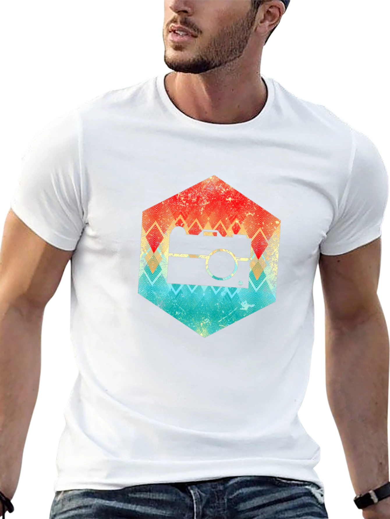 Retro Camera Hexagon Graphic Tee