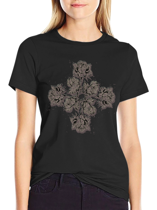 Floral Cross Graphic Print T-Shirt