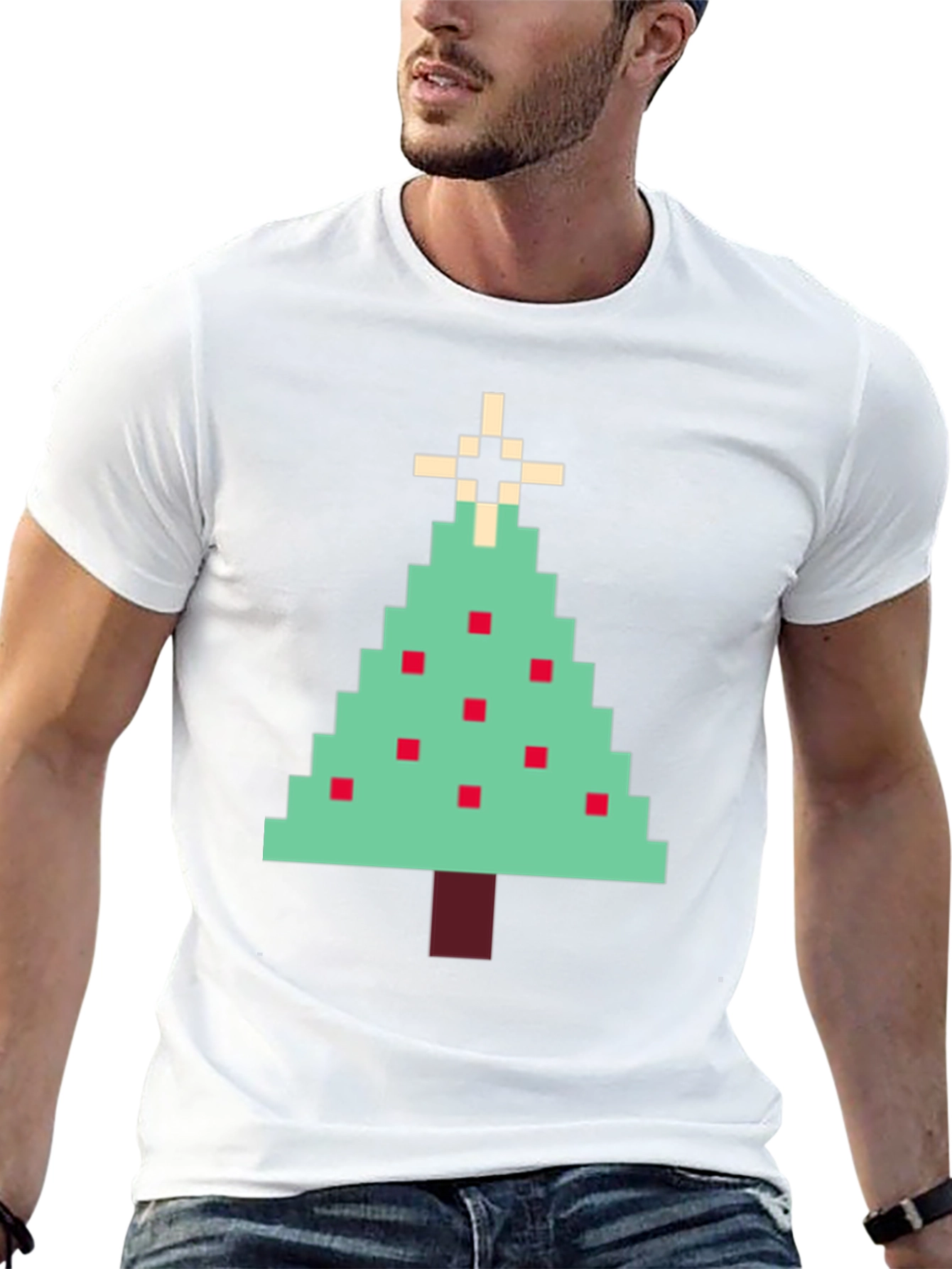 Pixel Christmas Tree Graphic Tee - Holiday Style