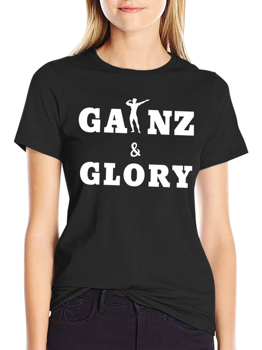 Gains & Glory Black Cotton Gym T-Shirt