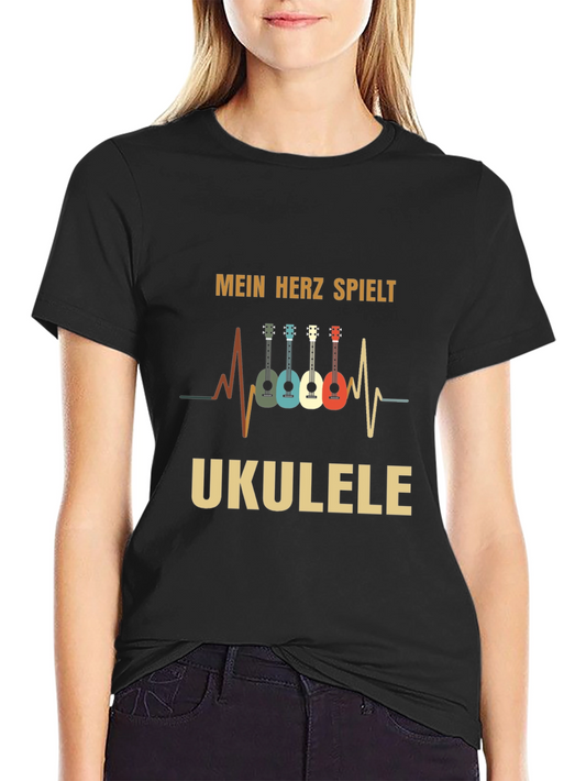 Mein Herz Spielt Ukulele Black T-Shirt