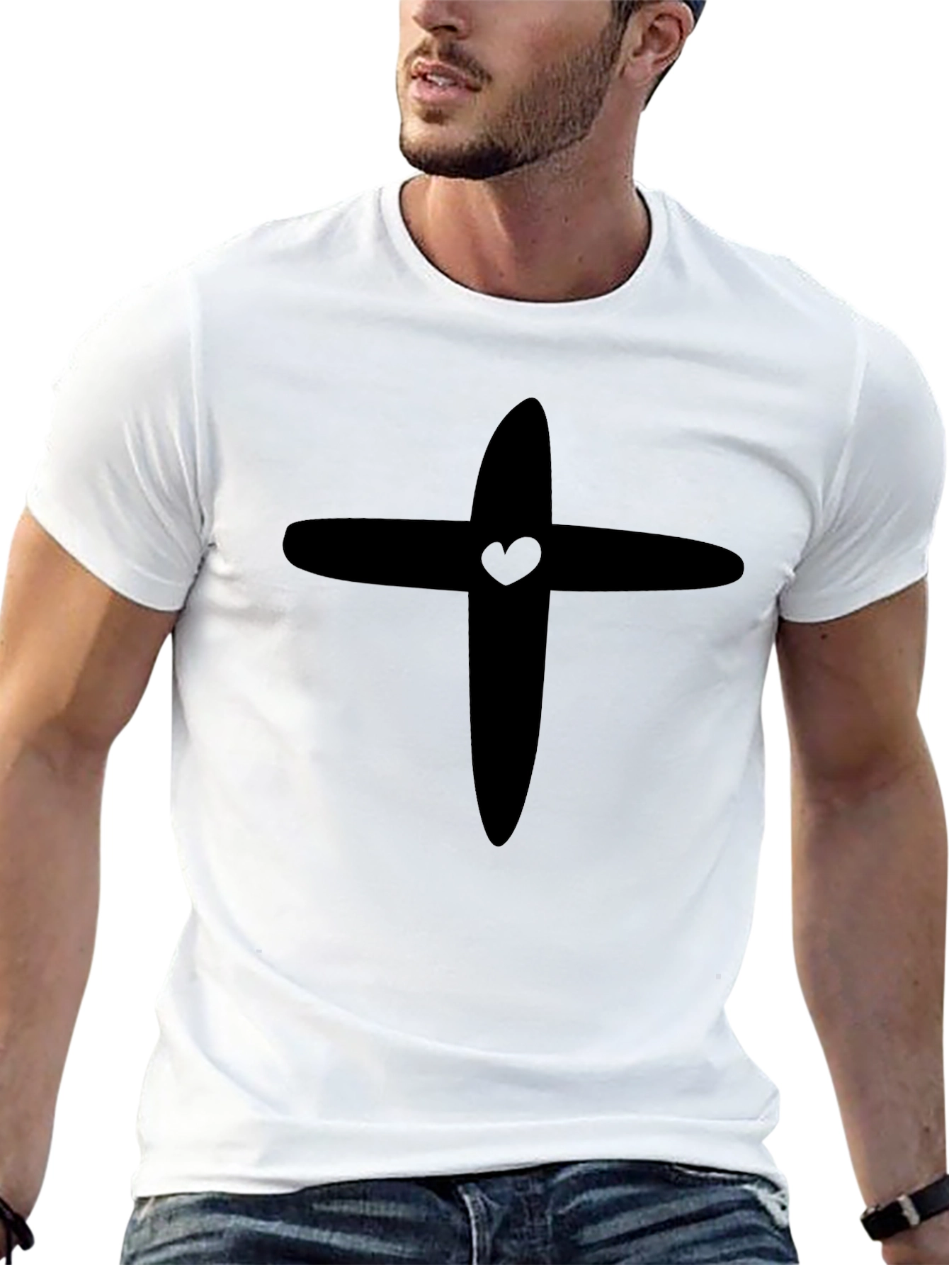 Heart Cross Graphic Tee - Black