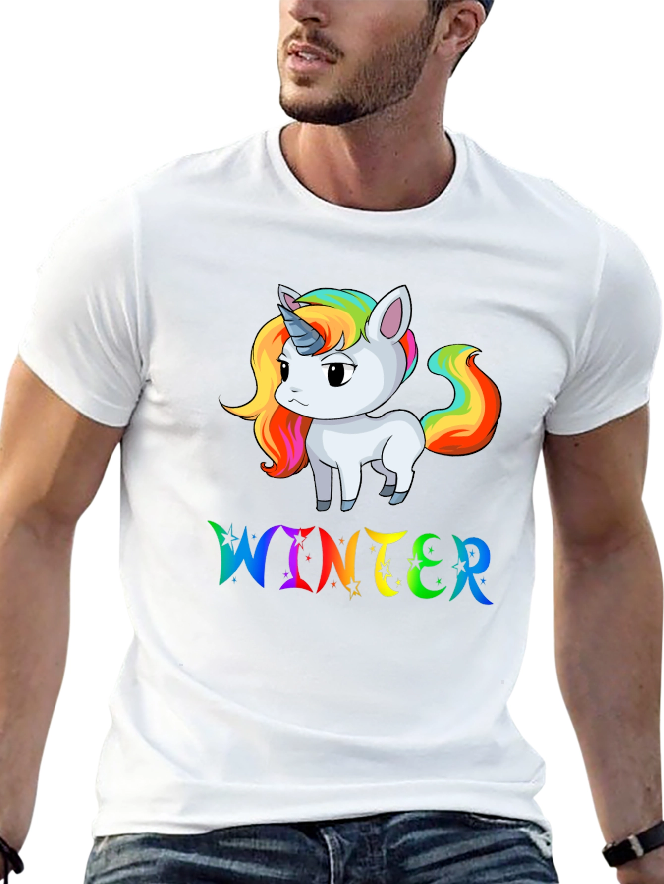 Rainbow Unicorn Winter T-Shirt