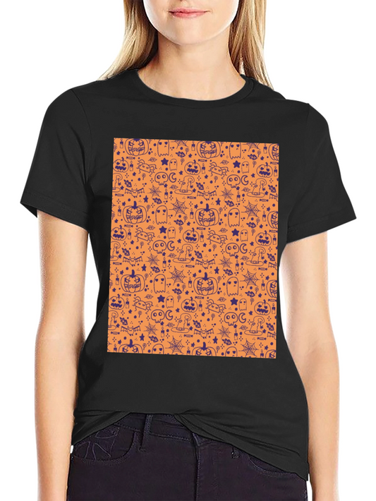 Halloween Pattern T-Shirt - Spooky Season Tee