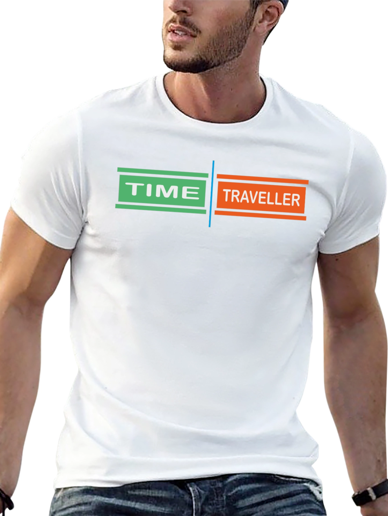 Time Traveler Graphic T-Shirt - Black Unique Design