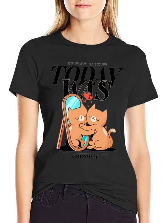 Cute Cat T-Shirt - Self Love Survive Tee