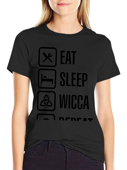 Eat Sleep Wicca Repeat T-Shirt - Black Casual Tee