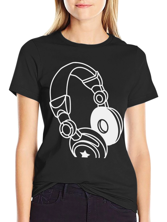 Cool Black T-Shirt with Headphones Graphic