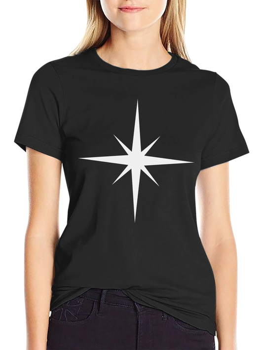 Stylish Black Tee with Star Design - Comfortable Fit