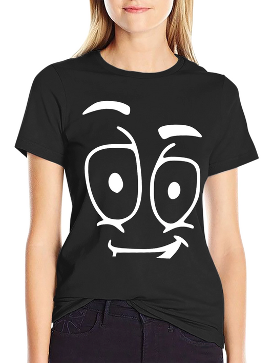 Funny Face Graphic Tee - Black Cotton T-Shirt