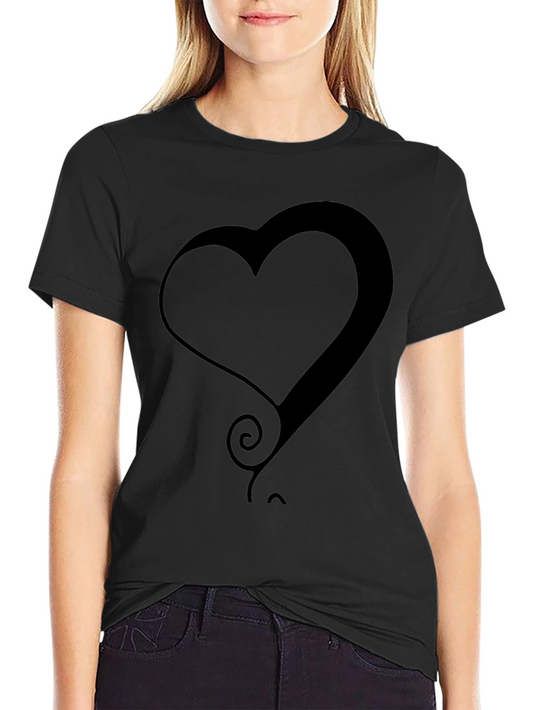 Modern Heart Graphic Tee - Stylish Black T-Shirt