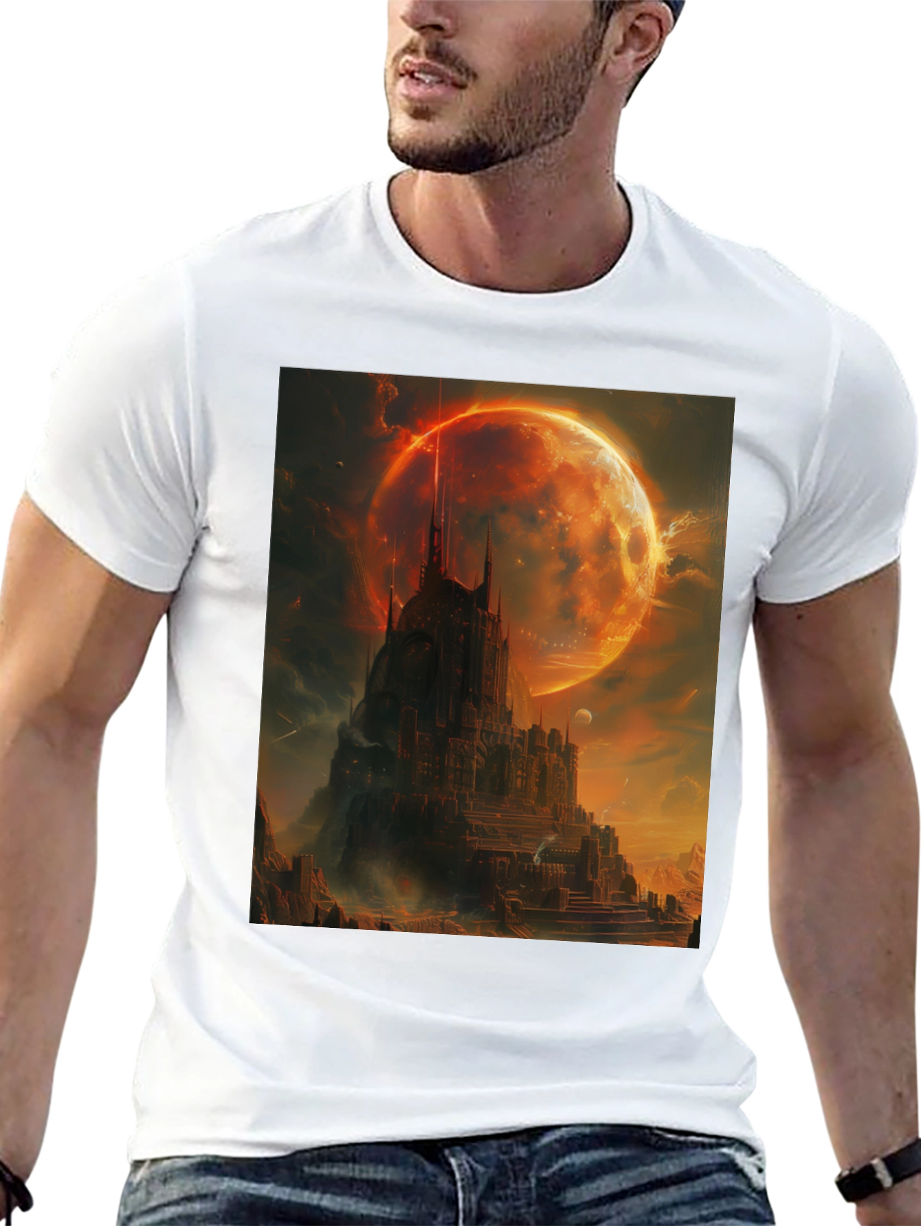 Fantasy Castle Graphic T-Shirt - Mens Black Tee
