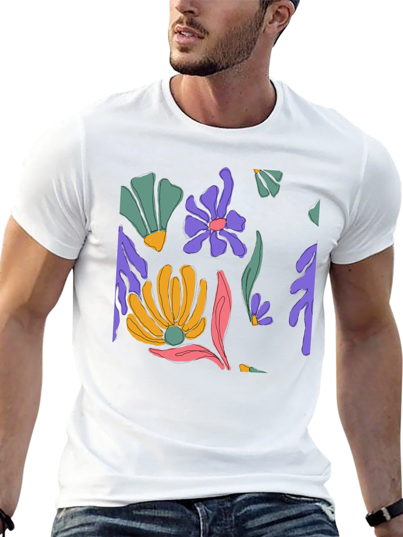 Floral Print Black T-Shirt