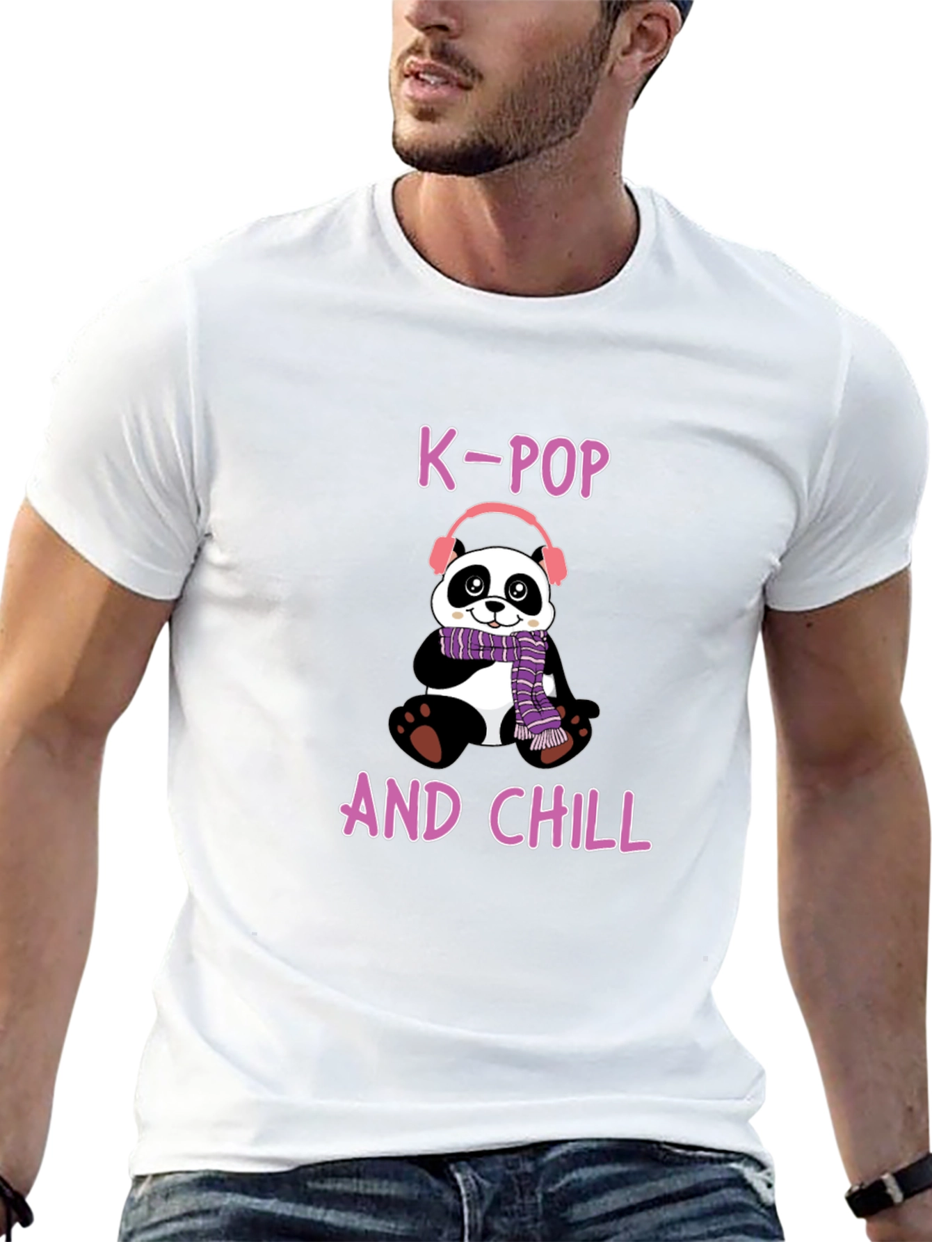 K-Pop and Chill Panda T-Shirt - Fun Music Tee