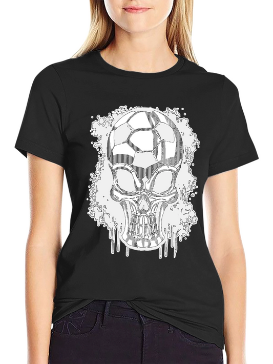 Soccer Skull Graphic Tee - Black Short Sleeve