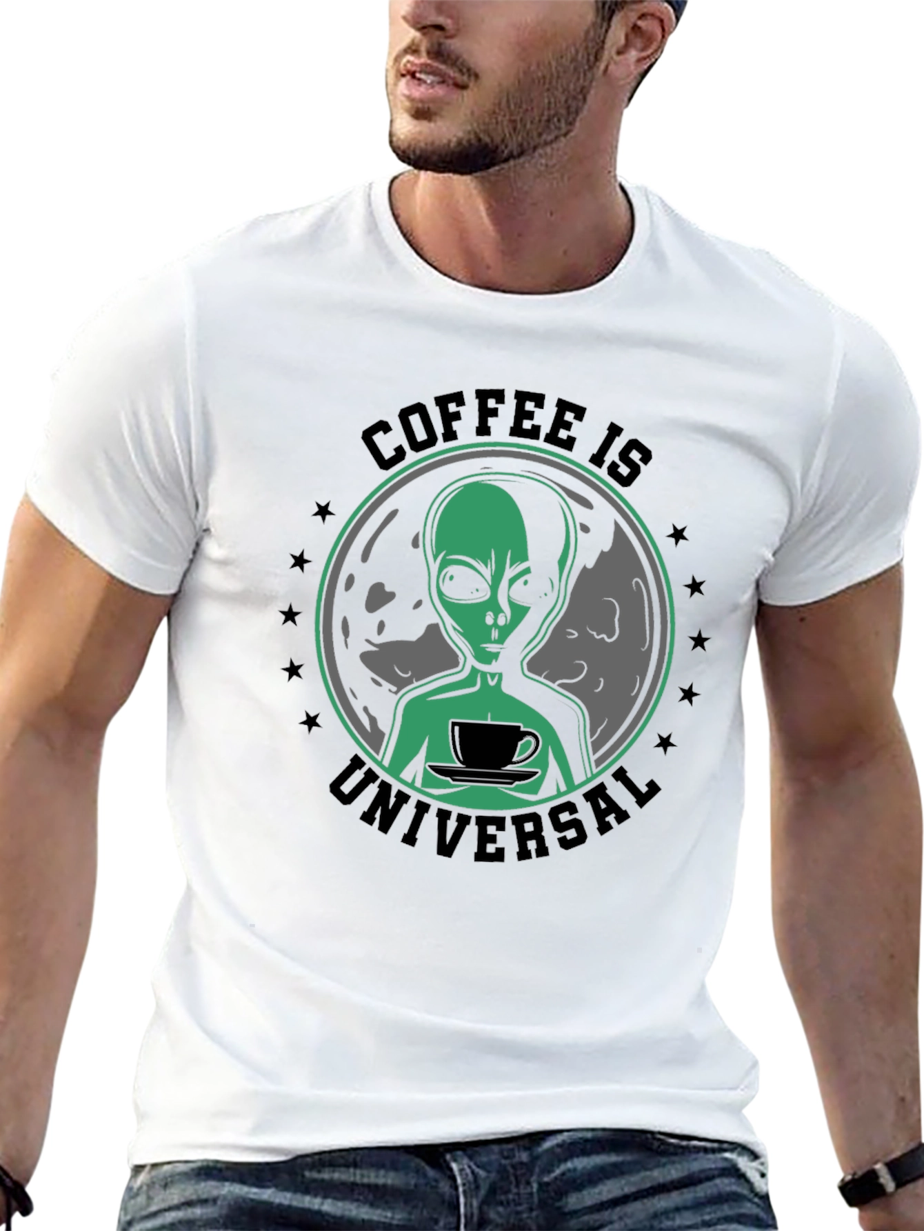 Coffee Is Universal Alien Graphic T-Shirt