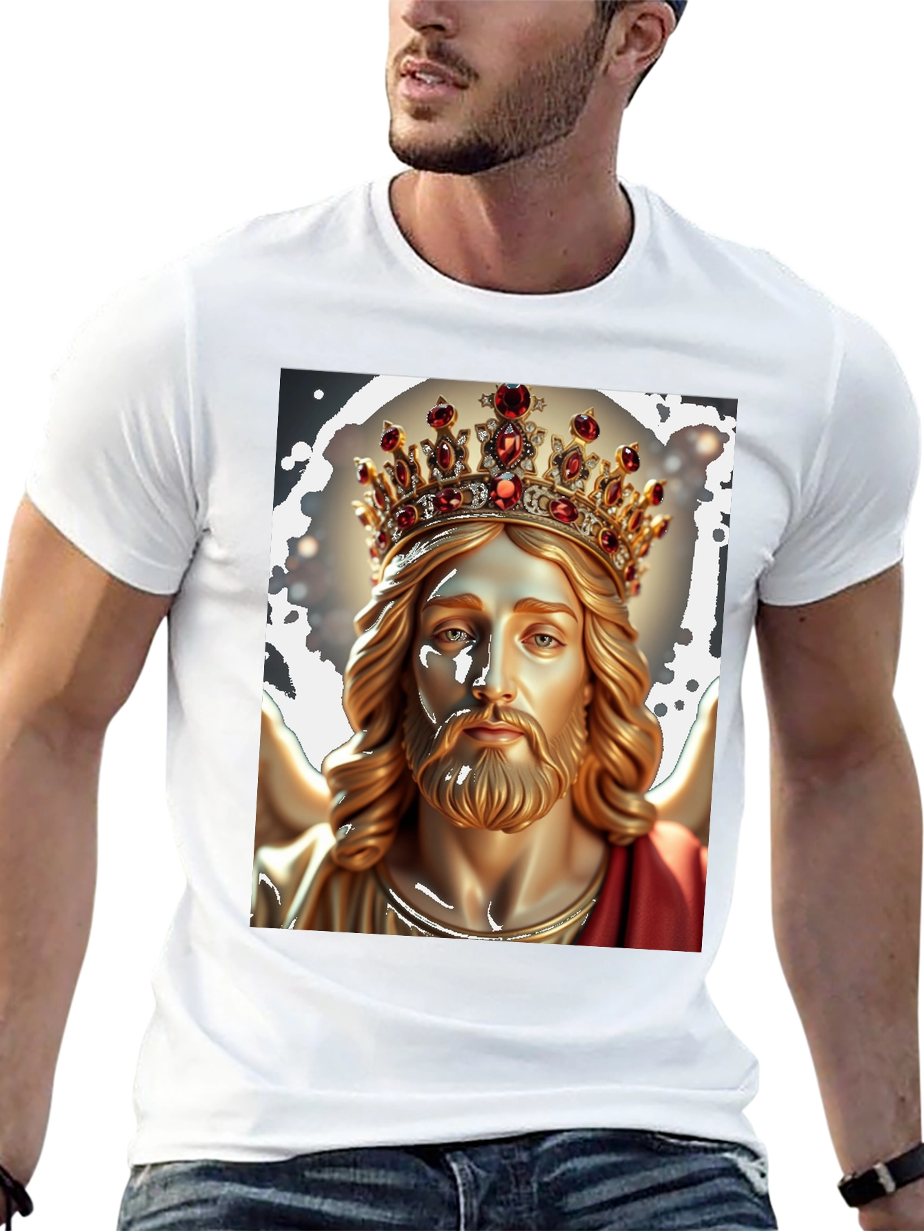 Jesus Christ King Graphic Tee - Black Cotton T-Shirt