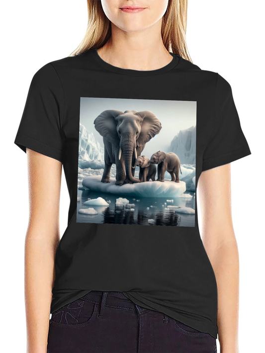 Elephant Family on Iceberg Graphic T-Shirt
