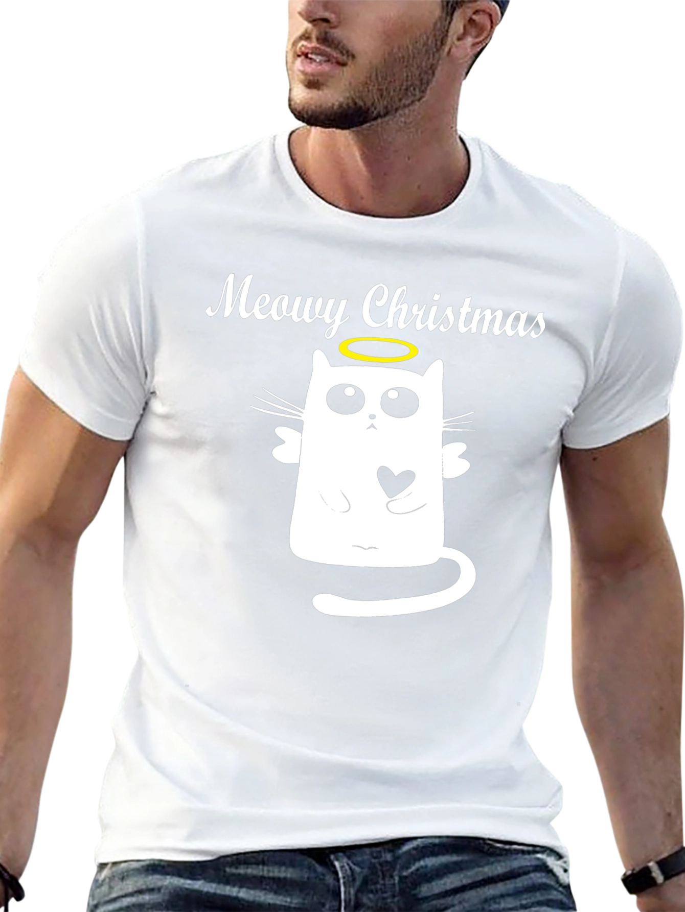 Meowy Christmas Cat Angel T-Shirt - Holiday Apparel