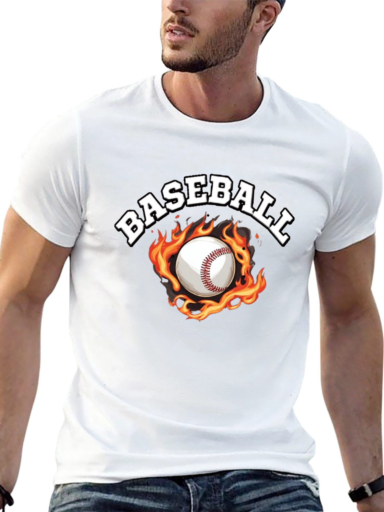 Baseball Flame Graphic Black T-Shirt
