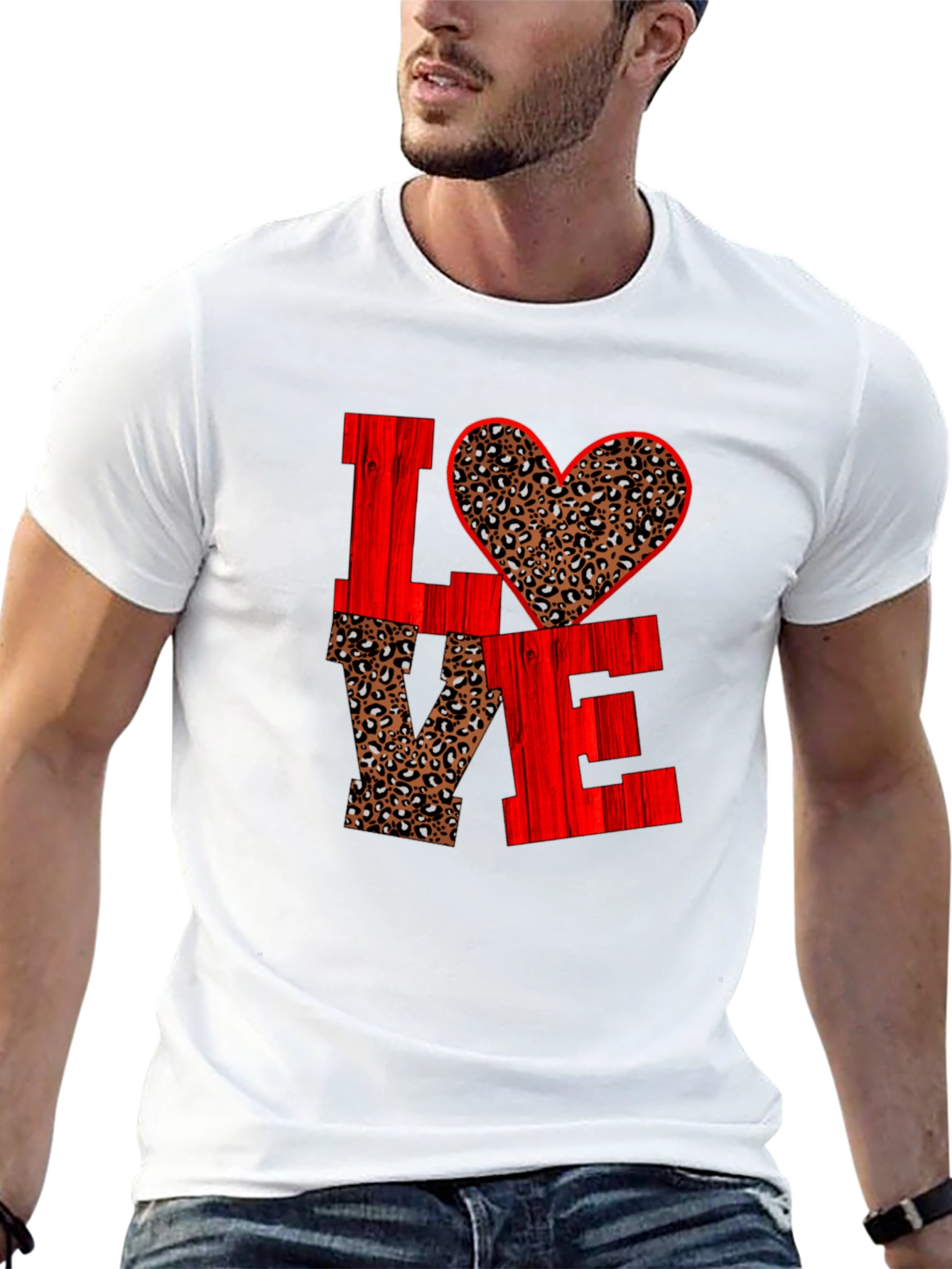 LOVE Leopard Print Heart Graphic Tee