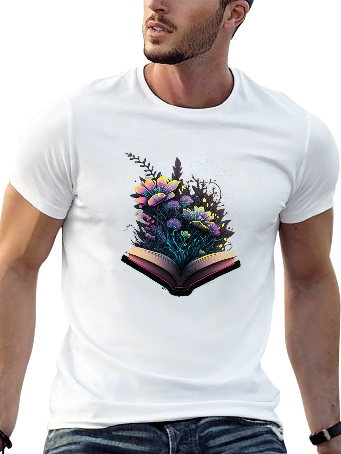 Floral Book T-Shirt - Literary Style