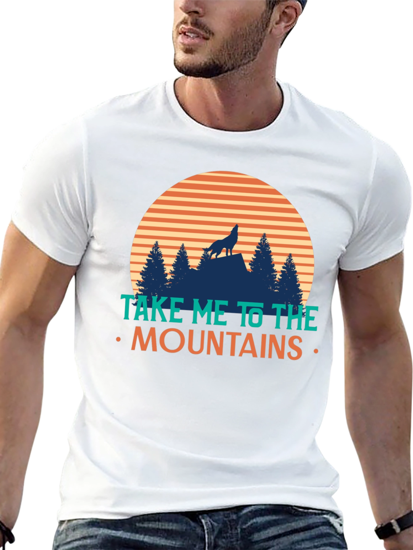 Take Me To The Mountains T-Shirt - Wolf Design
