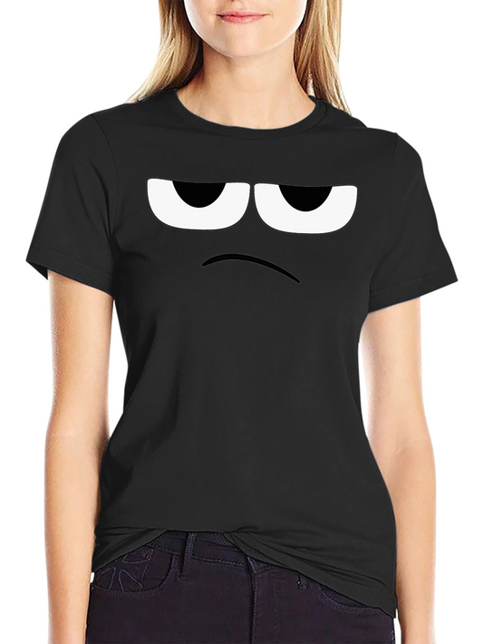 Grumpy Face Graphic Tee - Black Cotton T-Shirt