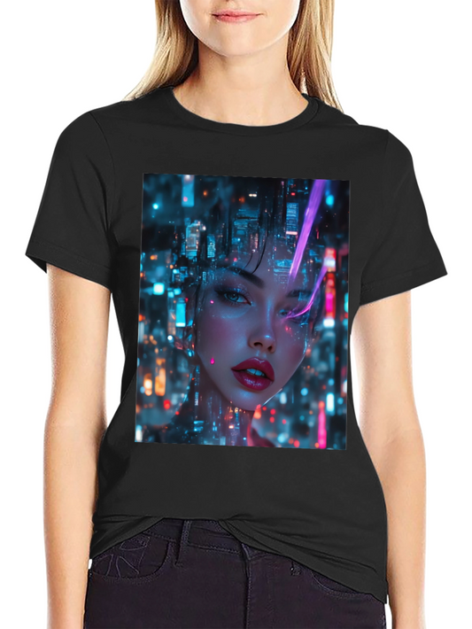 Cyberpunk Girl Black T-Shirt