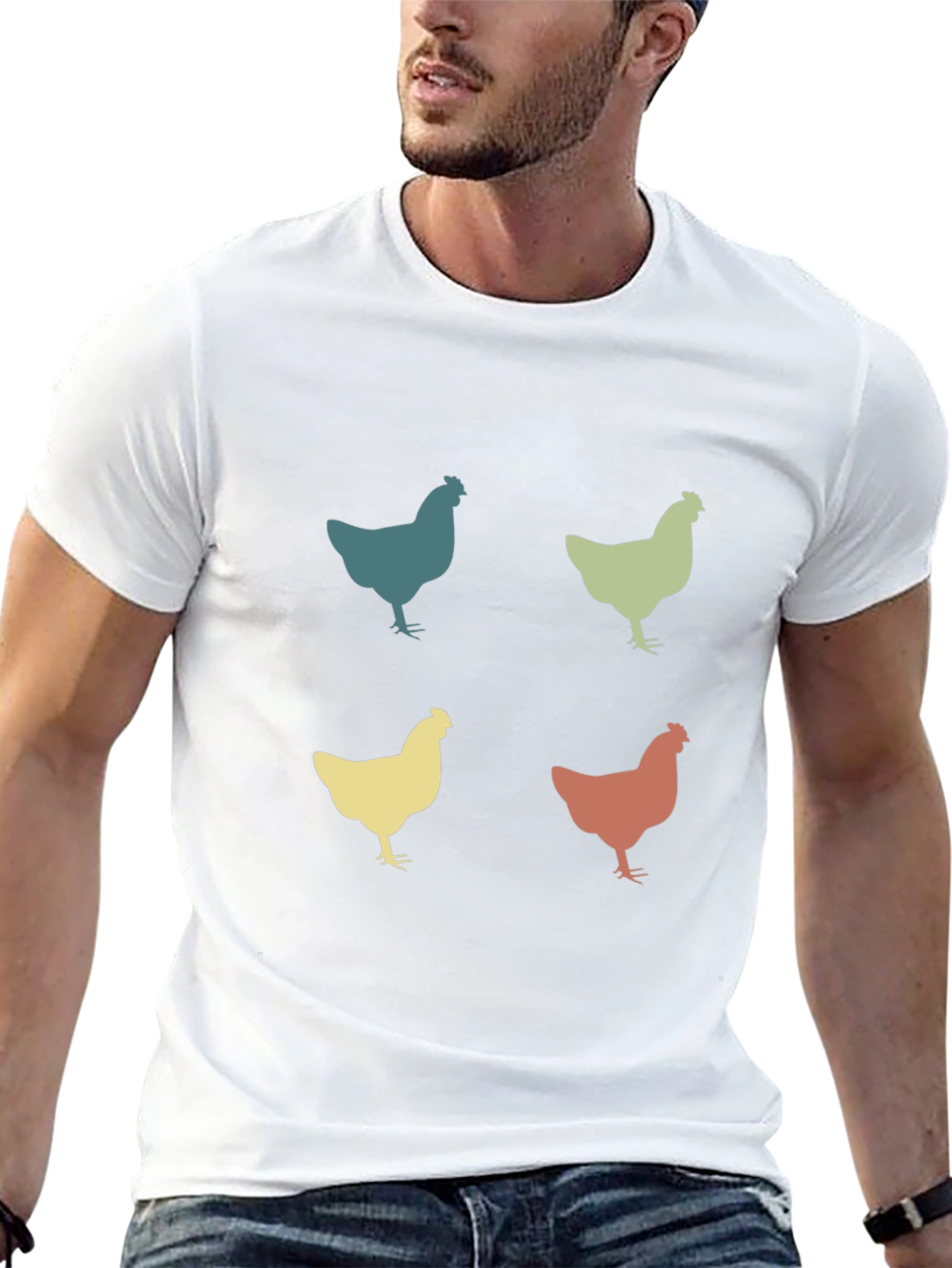 Retro Chicken Pattern T-Shirt