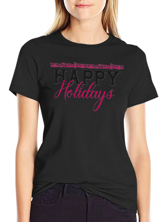 Festive Happy Holidays Black T-Shirt
