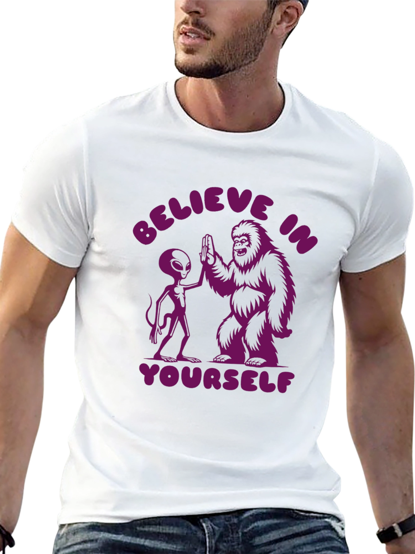 Believe In Yourself Alien Bigfoot T-Shirt