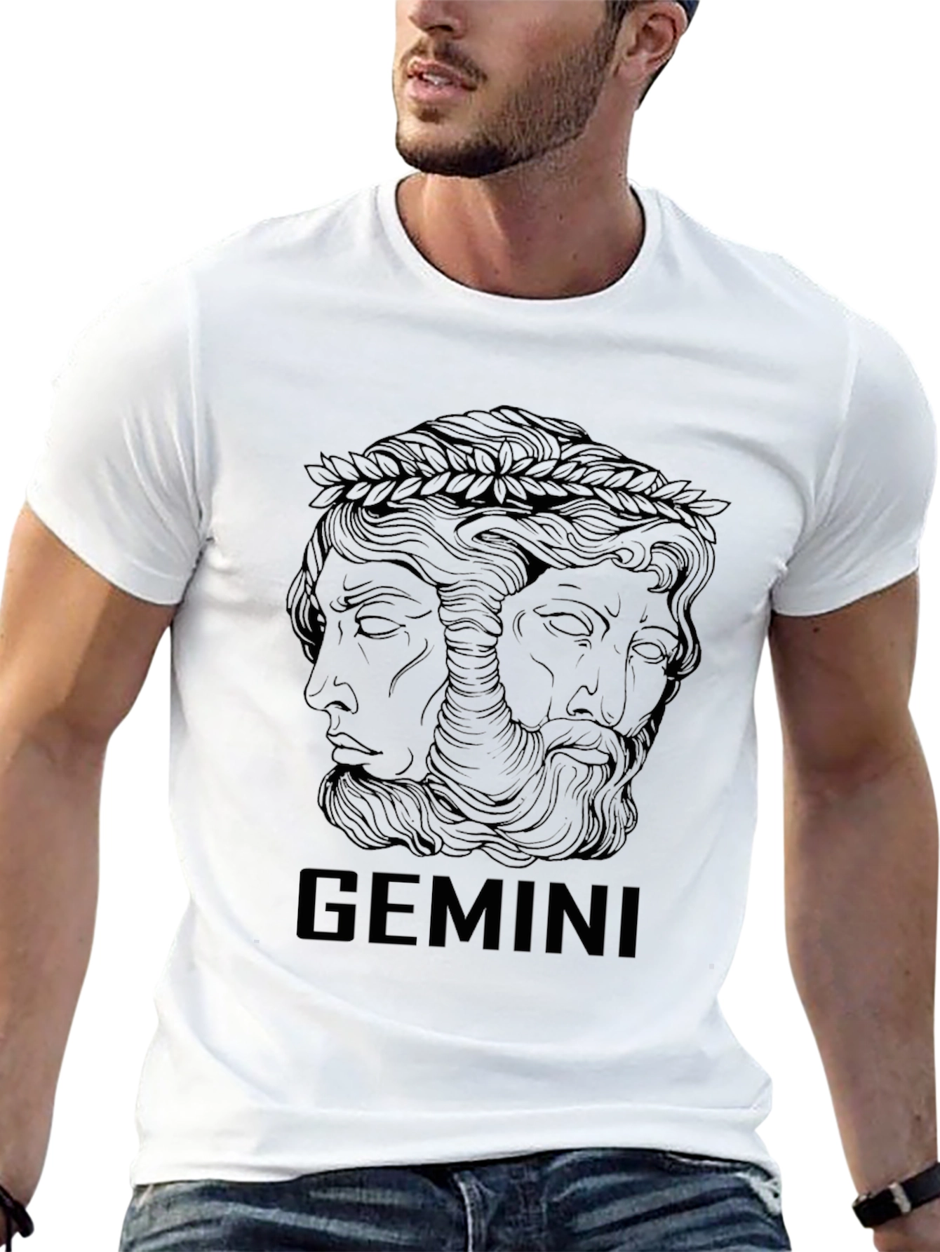 Gemini Zodiac Graphic T-Shirt - Black