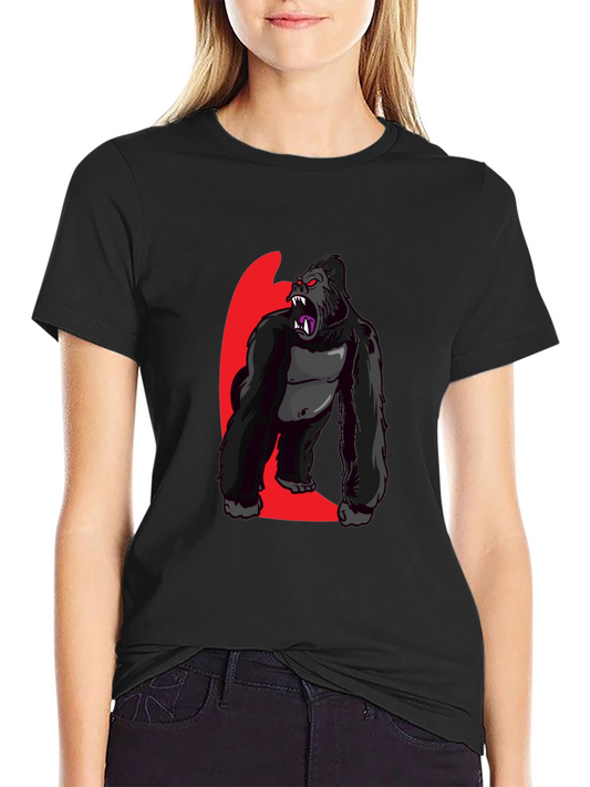 Graphic Gorilla Print Black T-Shirt