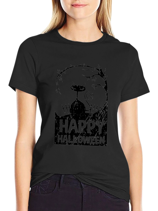 Happy Halloween Black Cat T-Shirt