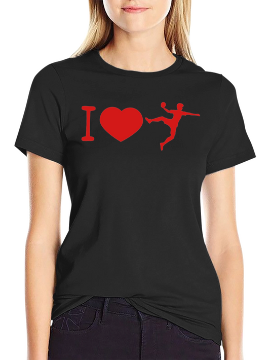 I Love Handball Graphic T-Shirt - Black Cotton Tee