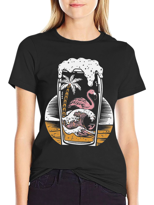 Tropical Flamingo Beer T-Shirt