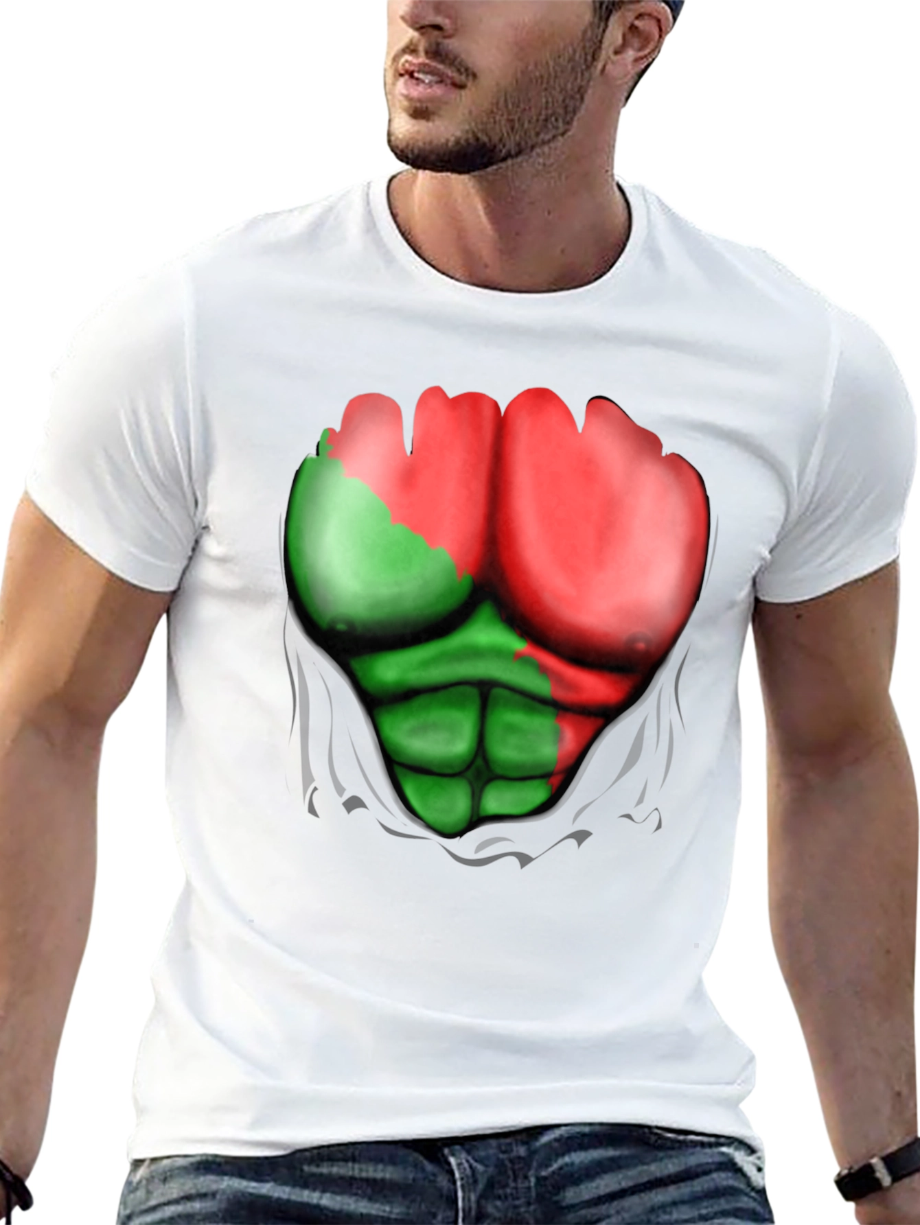 Funny Ripped Muscle T-Shirt - Bodybuilding Illusion Tee