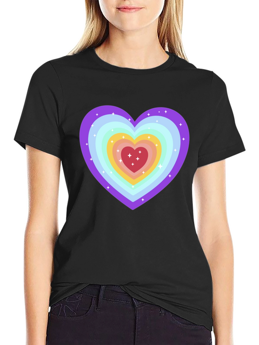 Rainbow Heart Graphic Tee - Soft & Stylish