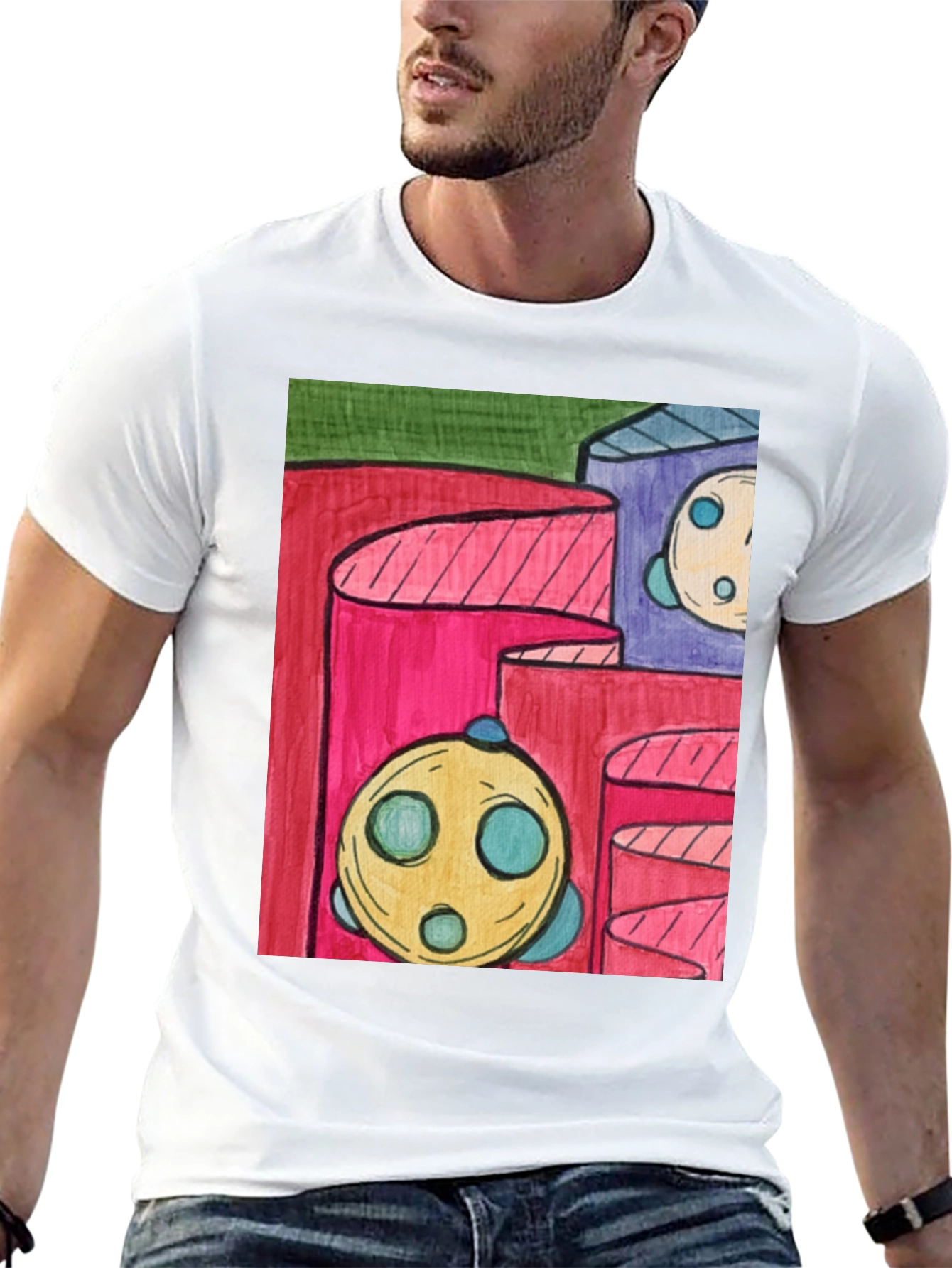 Abstract Graphic Print T-Shirt - Modern Art Tee