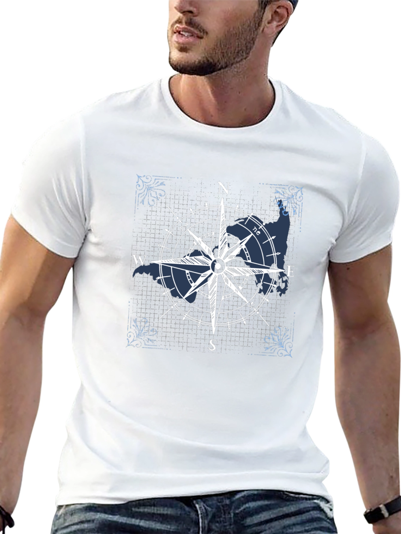 Compass Rose Graphic T-Shirt - Nautical Style
