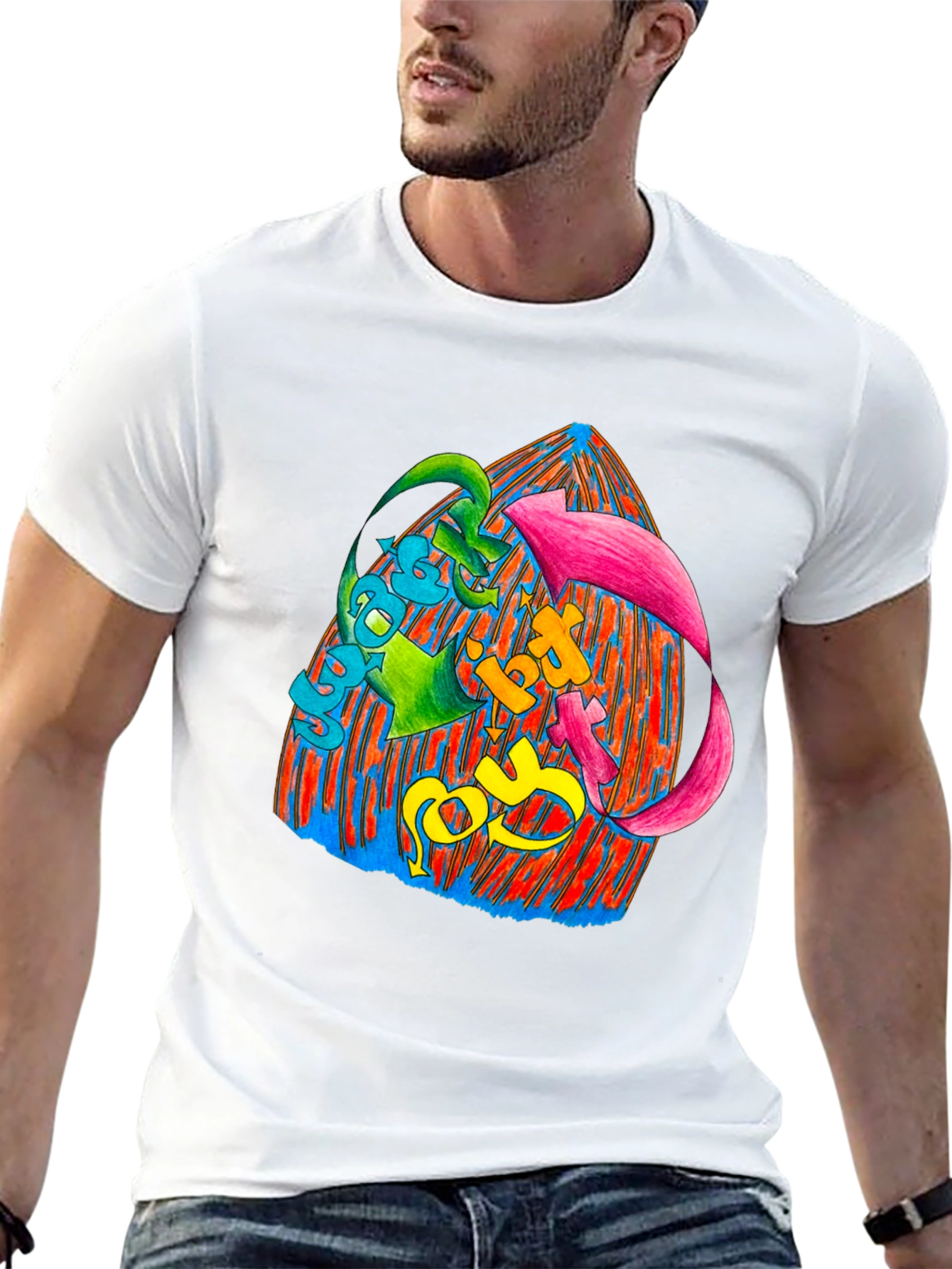 Vibrant Graphic Print Black T-Shirt