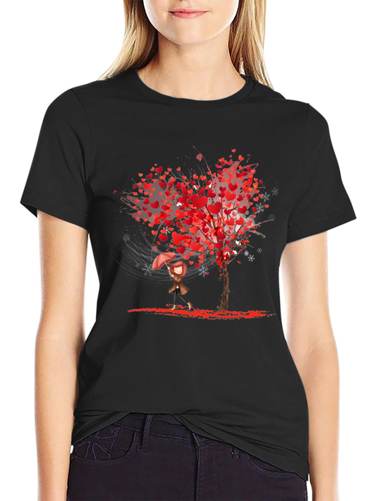 Heart Tree Graphic Black T-Shirt