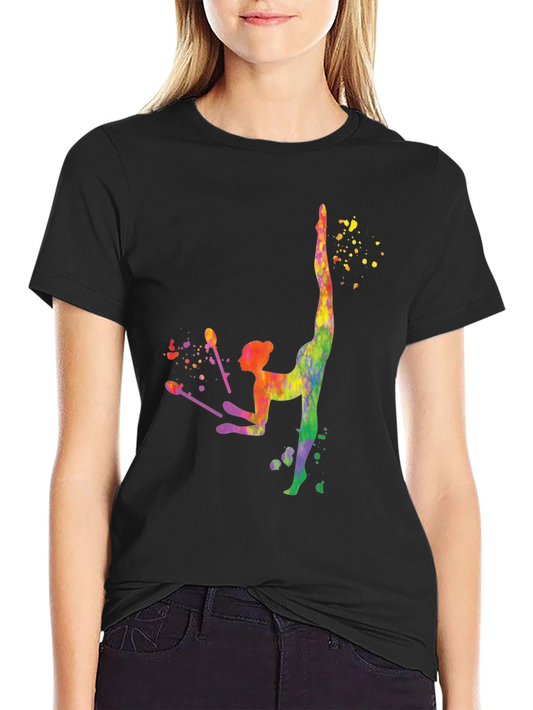 Gymnast Watercolor Graphic Tee - Athletic Style