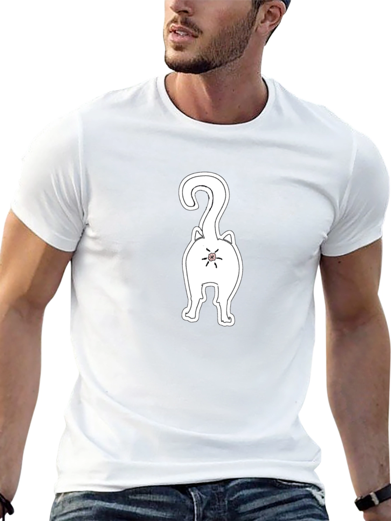 Funny Cat Butt Black T-Shirt